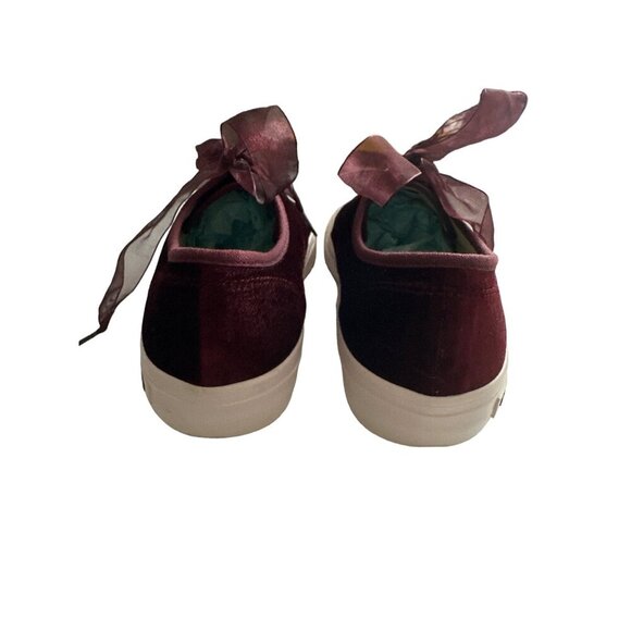SeaVees Legend Burgundy Cherry Velvet Sneakers J Crew Ribbon Laces Size 9.5 - Picture 7 of 11